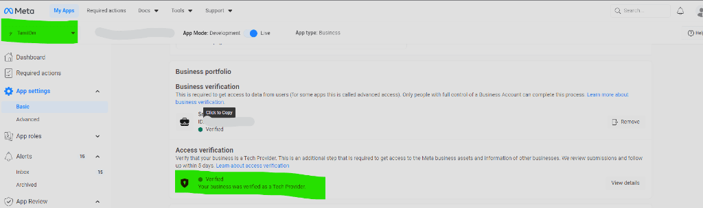 Meta Tech Provider Verification