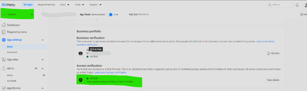 Meta Tech Provider Verification